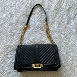 Rebecca Minkoff black Chevron quilted love Crossbody